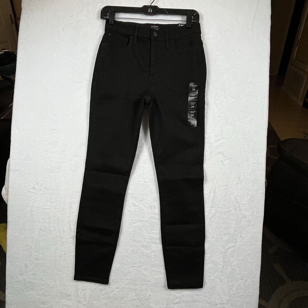 J.Crew Slim-Straight Jeans NWT Womens 9" Mid Rise Black Signature Stretch Sz 26